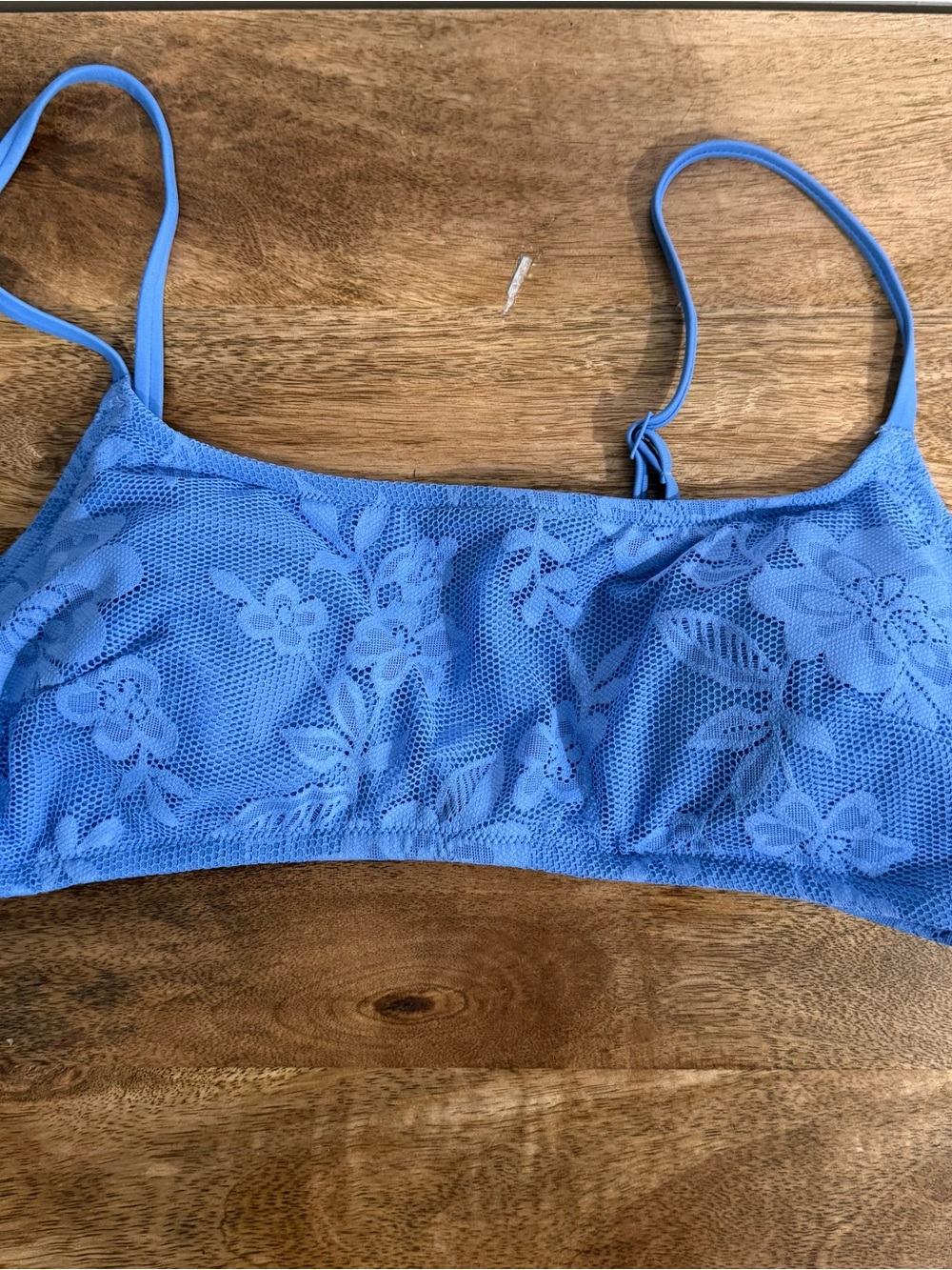 aerie Blue Floral Lace Bralette Bikini Top